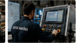 Makine test paneli kullanan personel